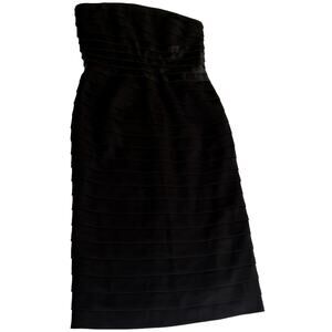 Carmen Marc Valvo Sheath Dress Women Size 8 Black Strapless LBD Cocktail Party
